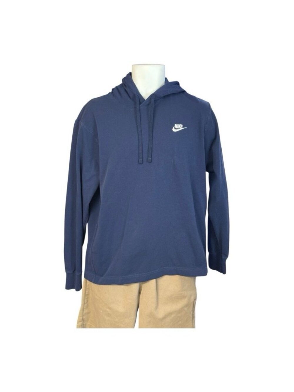Nike Mens Long Sleeve Hoodie Sweatshirt~Size M~Navy Blue Athletic Gym Top~L12 31